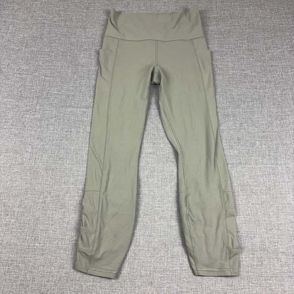 Athleta Salutation Stash Pocket Cinch 7/8 Leggings Womens S Green High Rise Yoga